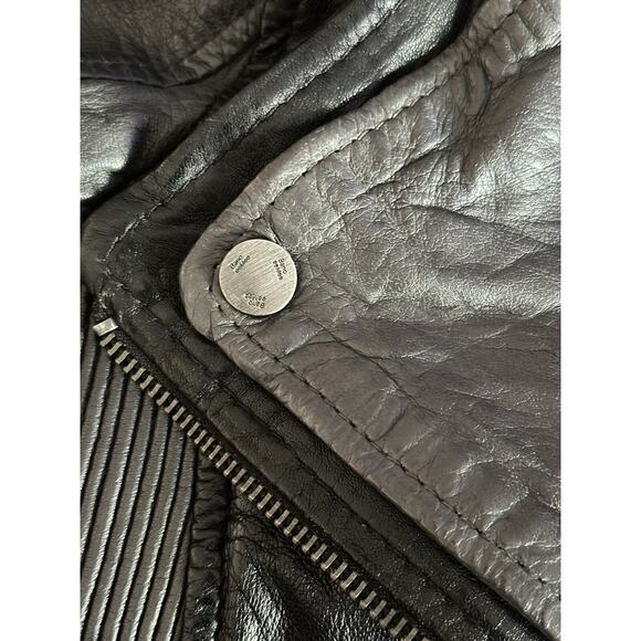 Bano eeMee Black & Gray Leather Moto Style Jacket Size 6 - Picture 9 of 15